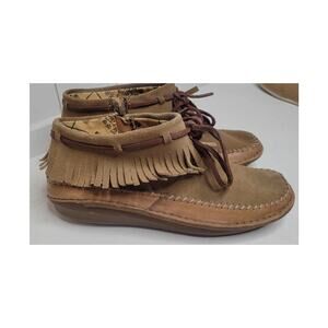 Hush Puppies Leather Fringe Moccassins (Recline)- Women's Size 10